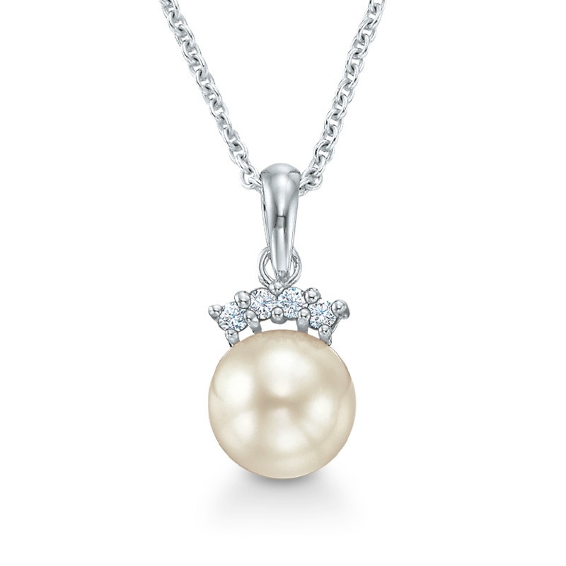 Blue Lagoon® by Mikimoto 6.5mm Akoya Cultured Pearl and Diamond Accent Pendant in 14K White Gold|Peoples Jewellers