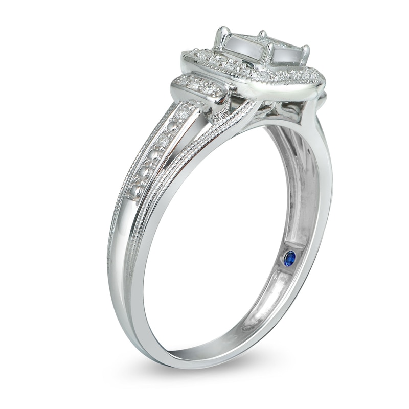 Main Image 2 of 0.25 CT. T.W. Princess-Cut Diamond Cluster Promise Ring in 10K White Gold