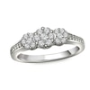 0.50 CT. T.W. Diamond Cluster Three Stone Ring in 10K White Gold