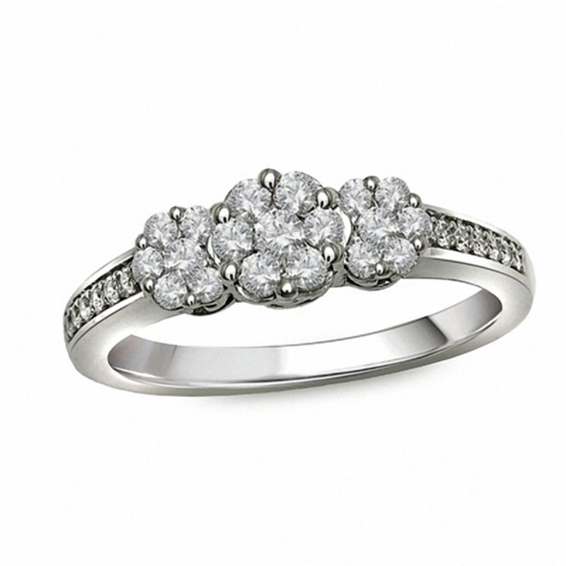 Three flower diamond on sale ring