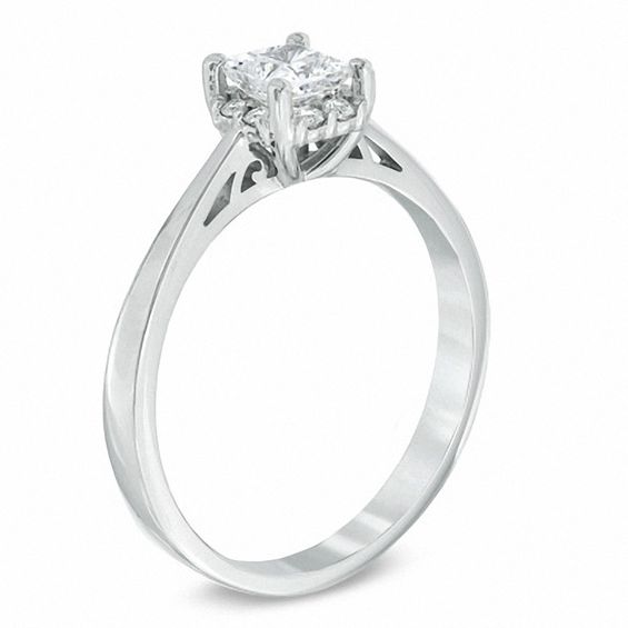 0.70 CT. T.W. Certified Canadian Princess-Cut Diamond Engagement Ring in 14K White Gold (I/I1)