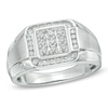 Thumbnail Image 0 of Men's 0.50 CT. T.W. Diamond Square Cluster Frame Ring in 10K White Gold