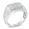 Thumbnail Image 1 of Men's 0.50 CT. T.W. Diamond Square Cluster Frame Ring in 10K White Gold