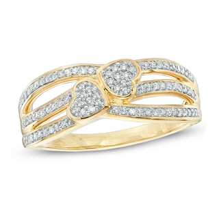 0.20 CT. T.W. Diamond Double Heart Promise Ring in 10K Gold