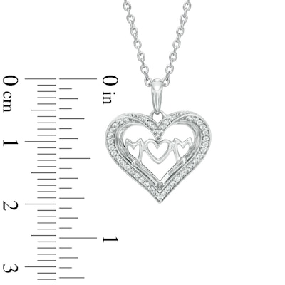 0.15 CT. T.W. Diamond "MOM" Heart Pendant in Sterling Silver