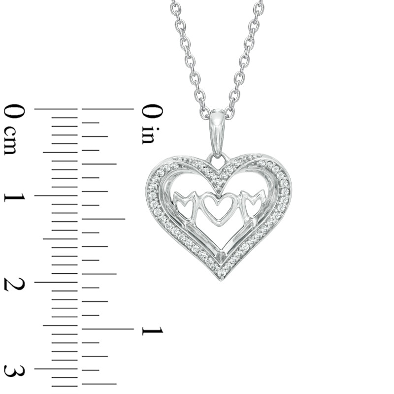 The Heart Within® 0.15 CT. T.W. Diamond "MOM" Heart Pendant in Sterling Silver