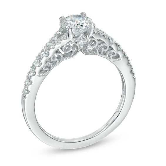 1.00 CT. T.W. Diamond Split Shank Engagement Ring in 14K White Gold