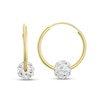 Thumbnail Image 0 of White Crystal Bead Endless Hoop Earrings in 14K Gold