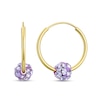 Thumbnail Image 0 of Purple Crystal Bead Endless Hoop Earrings in 14K Gold