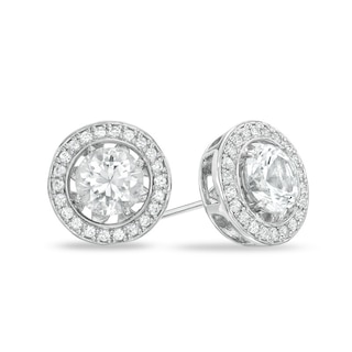 6.5mm Lab-Created White Sapphire and Freshwater Cultured Pearl Earrings and Jacket Set in Sterling Silver