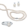 Thumbnail Image 0 of 6.5-7.0mm Freshwater Cultured Pearl and Lab-Created White Sapphire Necklace, Bracelet, Ring and Earrings Set