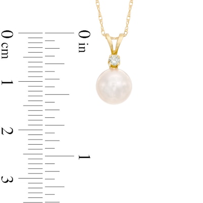 7.5-8.0mm Akoya Cultured Pearl and Diamond Accent Pendant in 14K Gold