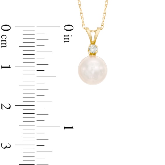 7.5-8.0mm Akoya Cultured Pearl and Diamond Accent Pendant in 14K Gold