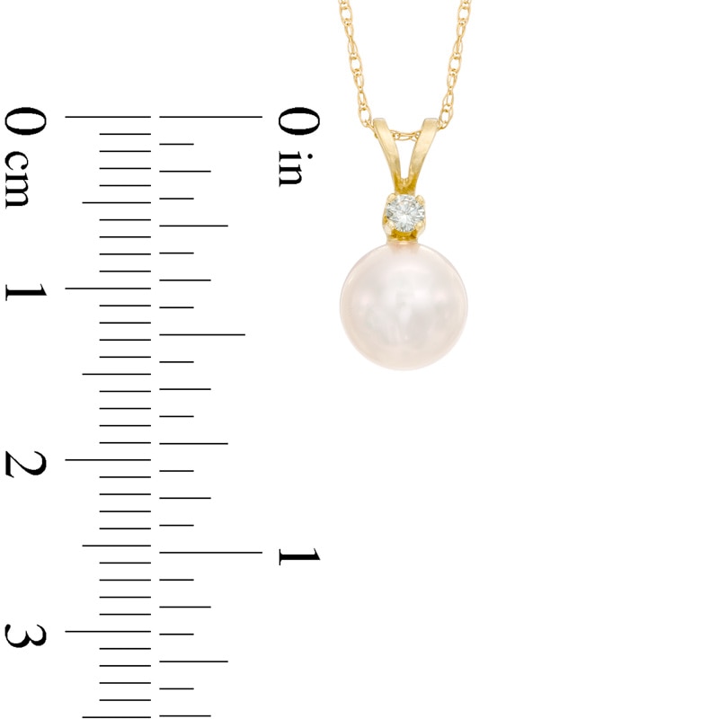 7.5-8.0mm Akoya Cultured Pearl and Diamond Accent Pendant in 14K Gold|Peoples Jewellers