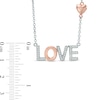 Lab-Created White Sapphire "LOVE" with Heart Necklace in Sterling Silver and 14K Rose Gold Plate - 17"