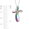 Lab-Created Multi-Gemstone Cross Pendant in Sterling Silver