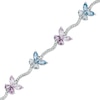 Thumbnail Image 0 of Lab-Created Multi-Gemstone Butterfly Bracelet in Sterling Silver - 7.25"