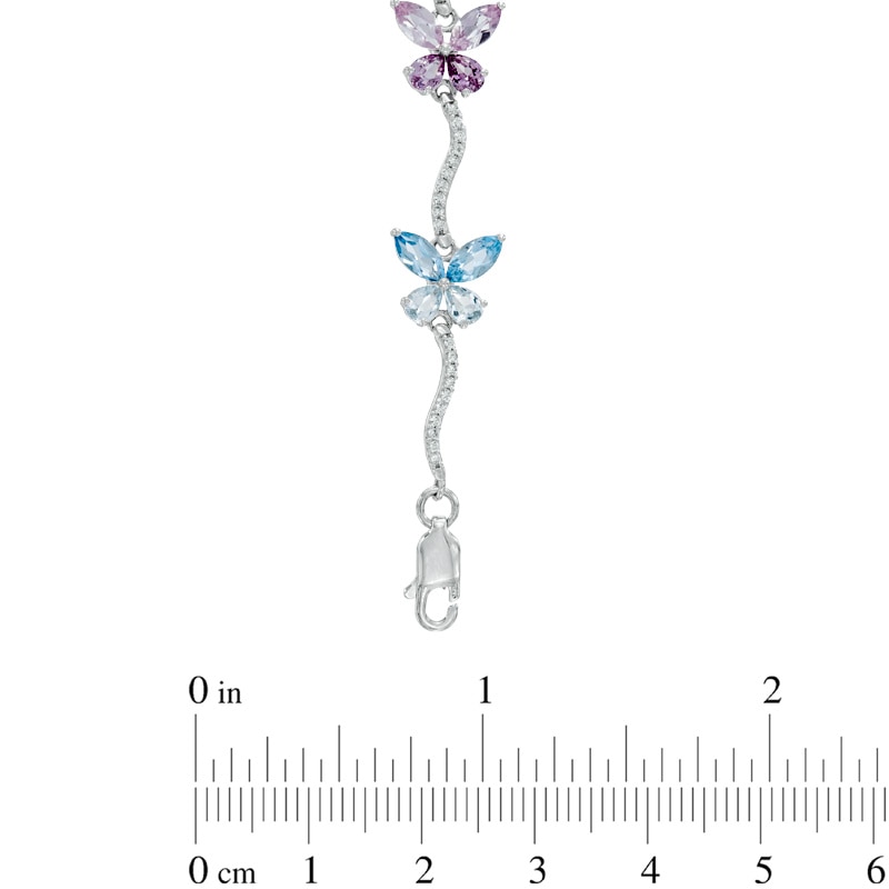 Lab-Created Multi-Gemstone Butterfly Bracelet in Sterling Silver - 7.25"|Peoples Jewellers