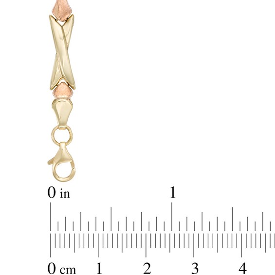 Fancy Bar Bracelet in 10K Tri-Tone Gold - 7.25"