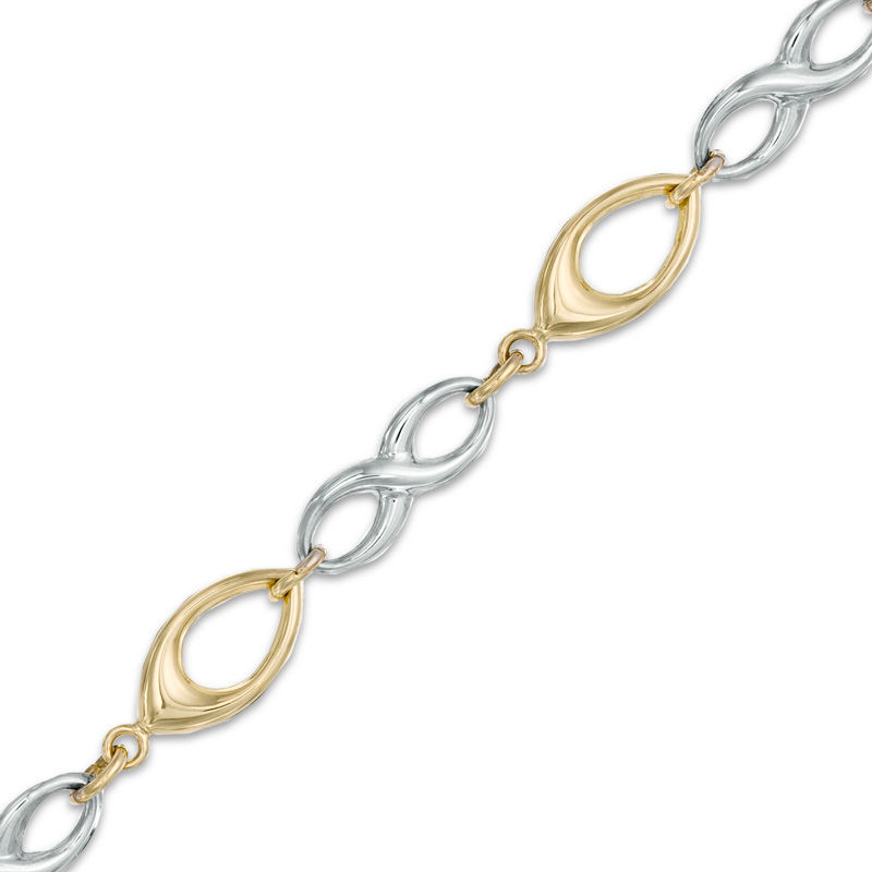 Infinity Link Bracelet in 10K Two-Tone Gold - 7.25"