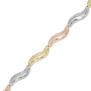 Wavy Link Bracelet in 10K Tri-Tone Gold