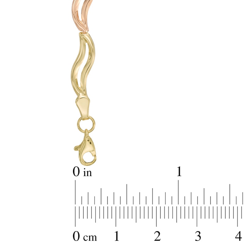 Wavy Link Bracelet in 10K Tri-Tone Gold - 7.25"