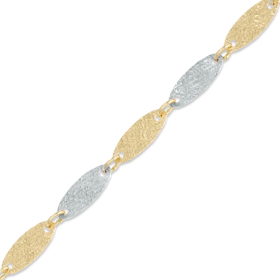 Textured Oblong Link Bracelet in 10K Two-Tone Gold - 7.5"