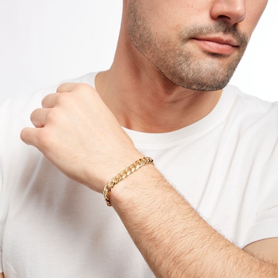 Men's 7.6mm Curb Chain Bracelet in Hollow 10K Gold - 8.5"