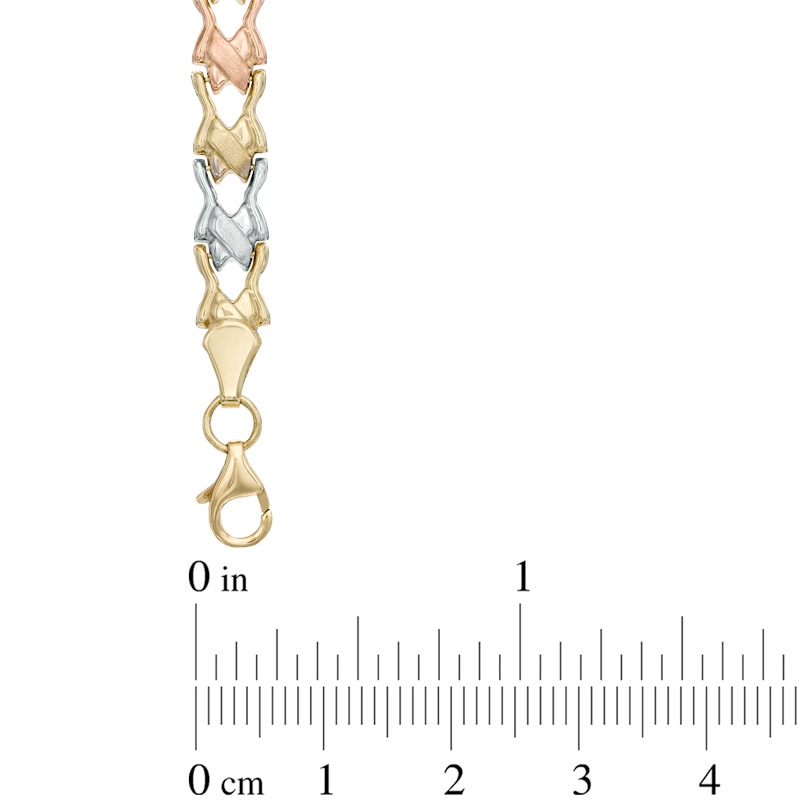 X Link Bracelet in 10K Tri-Tone Gold - 7.25"