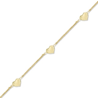 Triple Heart Bracelet in 10K Gold - 7.5"