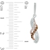 0.33 CT. T.W. Champagne and White Diamond Wave Overlay Drop Earrings in 10K Two-Tone Gold