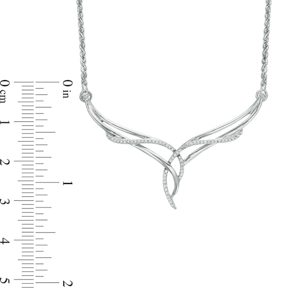 0.15 CT. T.W. Diamond Chevron Flames Necklace in Sterling Silver - 16"