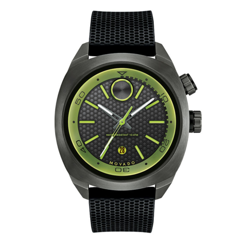 Men s Movado Bold Watch with Gunmetal Grey and Green Dial Model 3600211 Peoples Jewellers