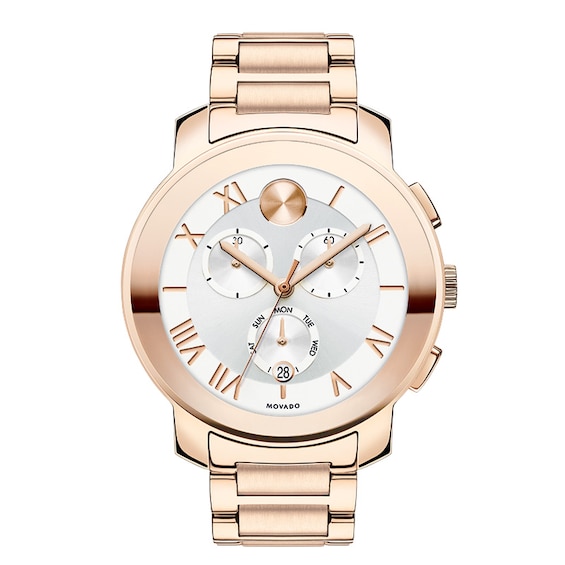 Ladies' Movado Bold® Rose-Tone Chronograph Watch with Silver Dial (Model: 3600207)