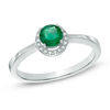 Thumbnail Image 0 of 5.0mm Emerald and Diamond Accent Frame Ring in 14K White Gold