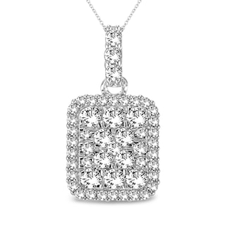 0.50 CT. T.W. Diamond Rectangle Cluster Pendant in 10K White Gold