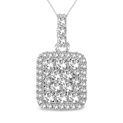 0.50 CT. T.W. Diamond Rectangle Cluster Pendant in 10K White Gold