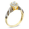 Thumbnail Image 1 of 1.00 CT. T.W. Champagne and White Diamond Frame Engagement Ring in 14K Gold