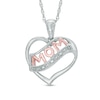 Thumbnail Image 0 of Diamond Accent Heart with "MOM" Pendant in Sterling Silver and 10K Rose Gold