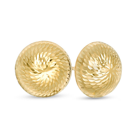 Textured Button Swirl Stud Earrings in 10K Gold