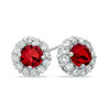 Thumbnail Image 0 of 6.0mm Lab-Created Ruby and White Sapphire Frame Earrings in Sterling Silver