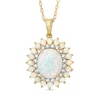 Oval Lab-Created Opal and White Sapphire Pendant in Sterling Silver with 14K Gold Plate