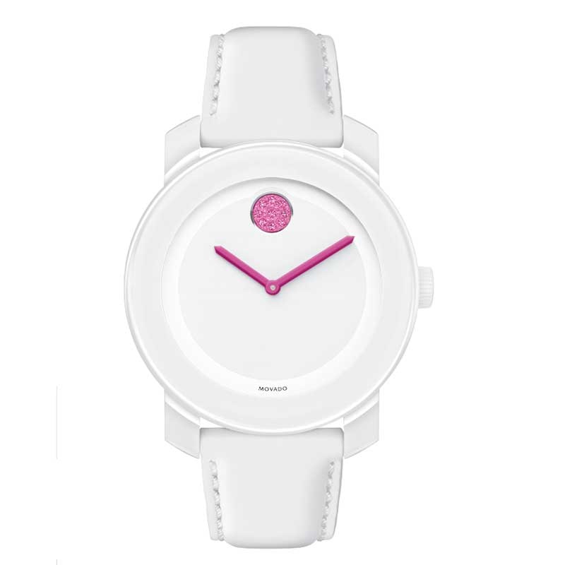 Ladies' Movado Bold® Pink Crystal Accent Watch with White Dial (Model: 3600176)