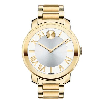 Ladies' Movado Bold® Gold-Tone Stainless Steel Watch with Silver-Tone Dial (Model: 3600198)