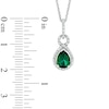 Thumbnail Image 1 of Pear-Shaped Lab-Created Emerald and White Sapphire Pendant in Sterling Silver