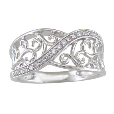 0.10 CT. T.W. Diamond Scroll Ring in Sterling Silver