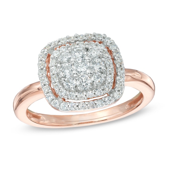 0.50 CT. T.W. Diamond Cluster Frame Ring in 10K Rose Gold