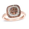 Thumbnail Image 0 of 0.50 CT. T.W. Enhanced Champagne and White Diamond Cluster Frame Ring in 10K Rose Gold