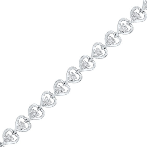 0.25 CT. T.W. Diamond Heart-Shaped Tennis Bracelet in Sterling Silver - 7.5"