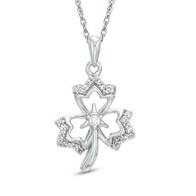 0.13 CT. T.W. Diamond Maple Leaf Pendant in 10K White Gold